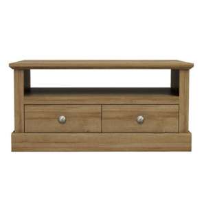 Didcot Wooden Coffee Table In Oak With 2 Drawers And Shelf