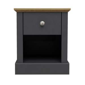 Didcot Wooden Lamp Table In Charcoal With 1 Drawer