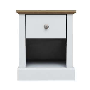 Didcot Wooden Lamp Table In White With 1 Drawer