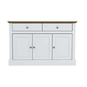 Didcot Wooden Sideboard In White With 3 Doors And 2 Drawers