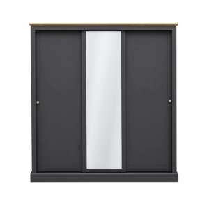 Didcot Wooden Sliding Wardrobe In Charcoal With 3 Doors