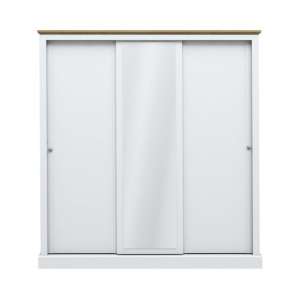 Didcot Wooden Sliding Wardrobe In White With 3 Doors