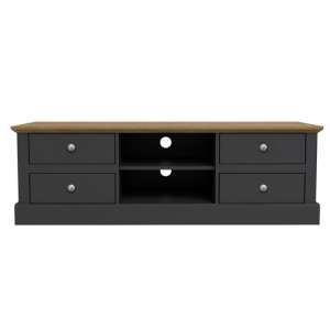Didcot Wooden TV Stand In Charcoal With 4 Drawers And Shelf