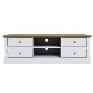 Didcot Wooden TV Stand In White With 4 Drawers And Shelf