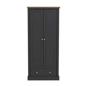 Didcot Wooden Wardrobe In Charcoal With 2 Doors