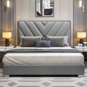 Dewitt Plush Velvet Super King Size Bed In Grey