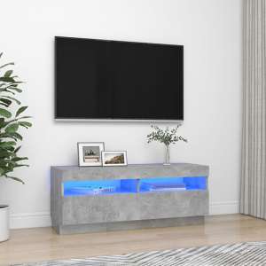 Dezso Wooden TV Stand In Concrete Effect With LED Lights