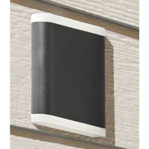 Diadem Outdoor LED Up Down Frosted Wall Light In Matt Black