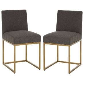 Chalawan Brass Base Dining Chair With Grey Top in Pair  