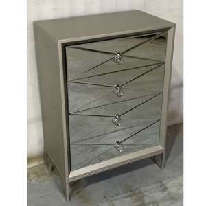 Diamond Wooden Chest Of Drawers In Vintage Champagne 4 Drawers