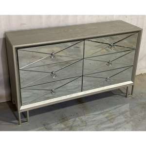 Diamond Wooden Chest Of Drawers In Vintage Champagne 6 Drawers
