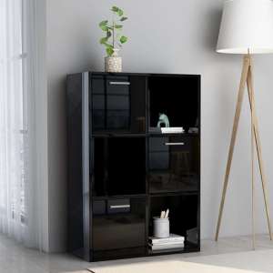 Diara High Gloss Storage Cabinet 3 Doors 3 Shelves In Black
