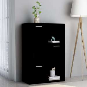 Diara Wooden Storage Cabinet 3 Doors 3 Shelves In Black