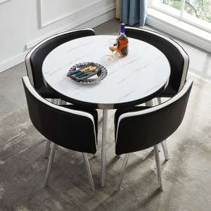 Diego Dining Table In Vida Marble Effect With 4 Chairs