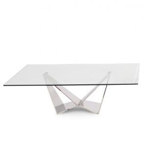 Feering Glass Coffee Table In Clear With Stainless Steel Base