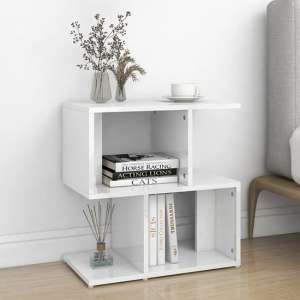 Dimitar High Gloss Bedside Cabinet In White