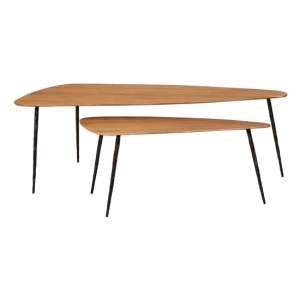 Eltro Set Of 2 Wooden Coffee Tables With Metal Legs In Brown