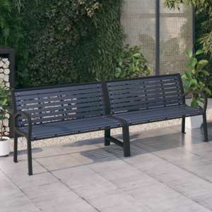 Dira Twin WPC Garden Seating Bench With Steel Frame In Black