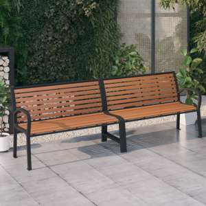 Dira Twin WPC Garden Seating Bench With Steel Frame In Brown