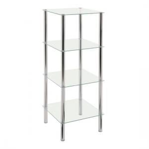 4 Tier Glass Display Unit In Clear With Chrome Supports