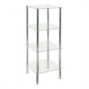 4 Tier Glass Display Unit In Clear With Chrome Supports
