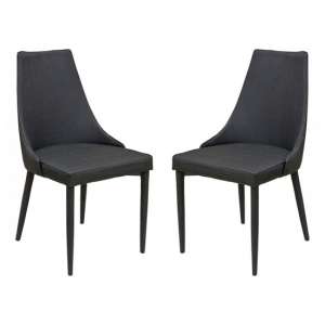 Divina Black Fabric Upholstered Dining Chairs In Pair