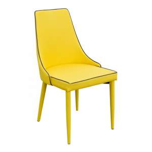 Divina Fabric Upholstered Dining Chair In Yellow