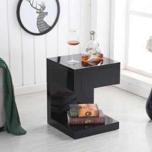 Bedside Tables Cabinets Furniture In Fashion Dixon Bedside Table In Black High Gloss With 1 Drawer