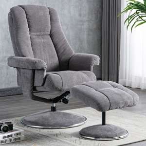 Dollis Fabric Swivel Recliner Chair And Footstool In Ash