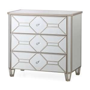 Dominga Mirrored Dressing Chest In Silver With Three Drawers