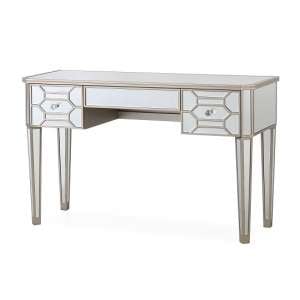 Dominga Mirrored Dressing Table In Silver With Three Drawers