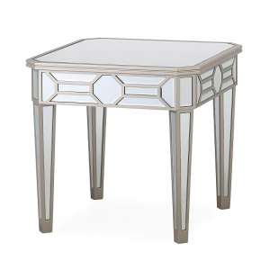 Dominga Mirrored Lamp Table In Silver Finish