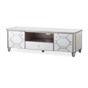 Rose Mirrored TV Stand With 2 Doors And 1 Drawer In Silver