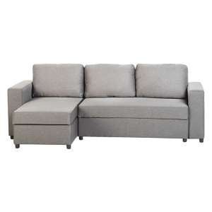 Dagmar Fabric Corner Sofa Bed In Light Grey With Plastic Feet
