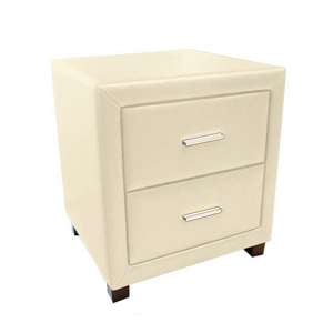 Dorset Faux Leather Bedside Cabinet In Cream With 2 Drawers