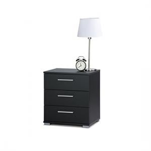 Douglas Bedside Cabinet In Black With 3 Drawers