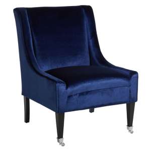 Dowten Velvet Upholstered Accent Chair In Blue
