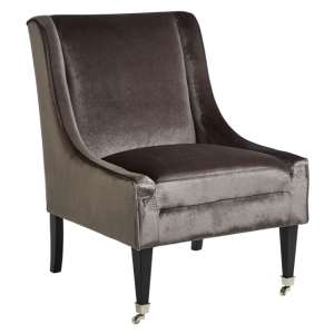 Dowten Velvet Upholstered Accent Chair In Grey