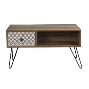 Coleshill Coffee Table In Wooden Effect With Black Wired Legs