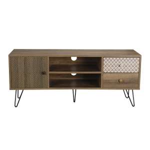 Coleshill Wooden TV Stand In Wood Effect With Black Legs