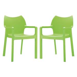 Dublin Green Reinforced Glass Fibre Dining Chairs In Pair