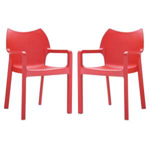 Dublin Red Reinforced Glass Fibre Dining Chairs In Pair