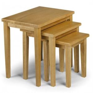 Cadee Wooden Nest Of 3 Tables Square In Light Oak