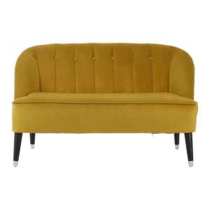 Cocibolca Velvet Upholstered Two Seater Sofa In Yellow Finish   