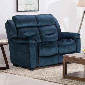 Dudley Fabric Upholstered Fixed 2 Seater Sofa In Nett Blue