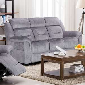 Dudley Fabric Upholstered Fixed 3 Seater Sofa In Nett Grey
