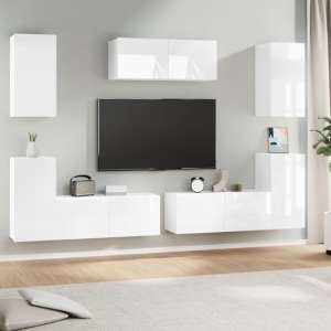 Duena High Gloss Living Room Furniture Set In White