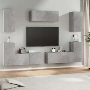 Duena Wooden Living Room Furniture Set In Concrete Effect