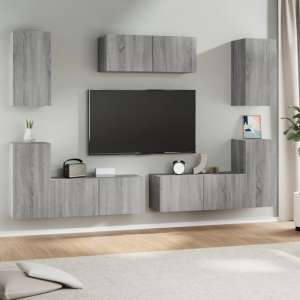 Duena Wooden Living Room Furniture Set In Grey Sonoma Oak