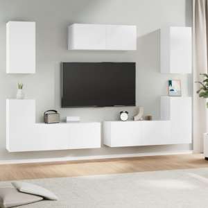 Duena Wooden Living Room Furniture Set In White